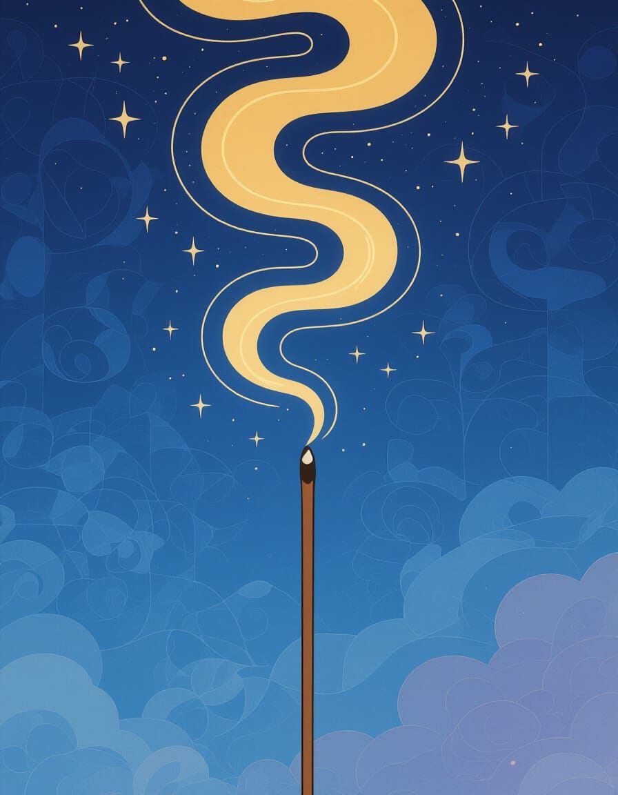 Burning Incense Creates Geometric Smoke Patterns in Anime St...