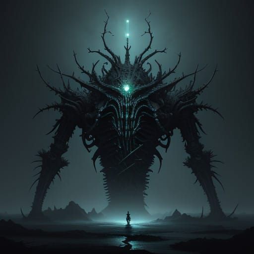 Bioluminescent Horror Emerges from Dark, Misty Abyss
