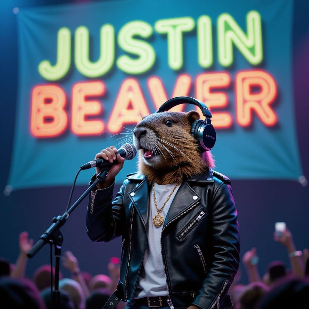 Beaver Pop Idol on Stage in Manga Style