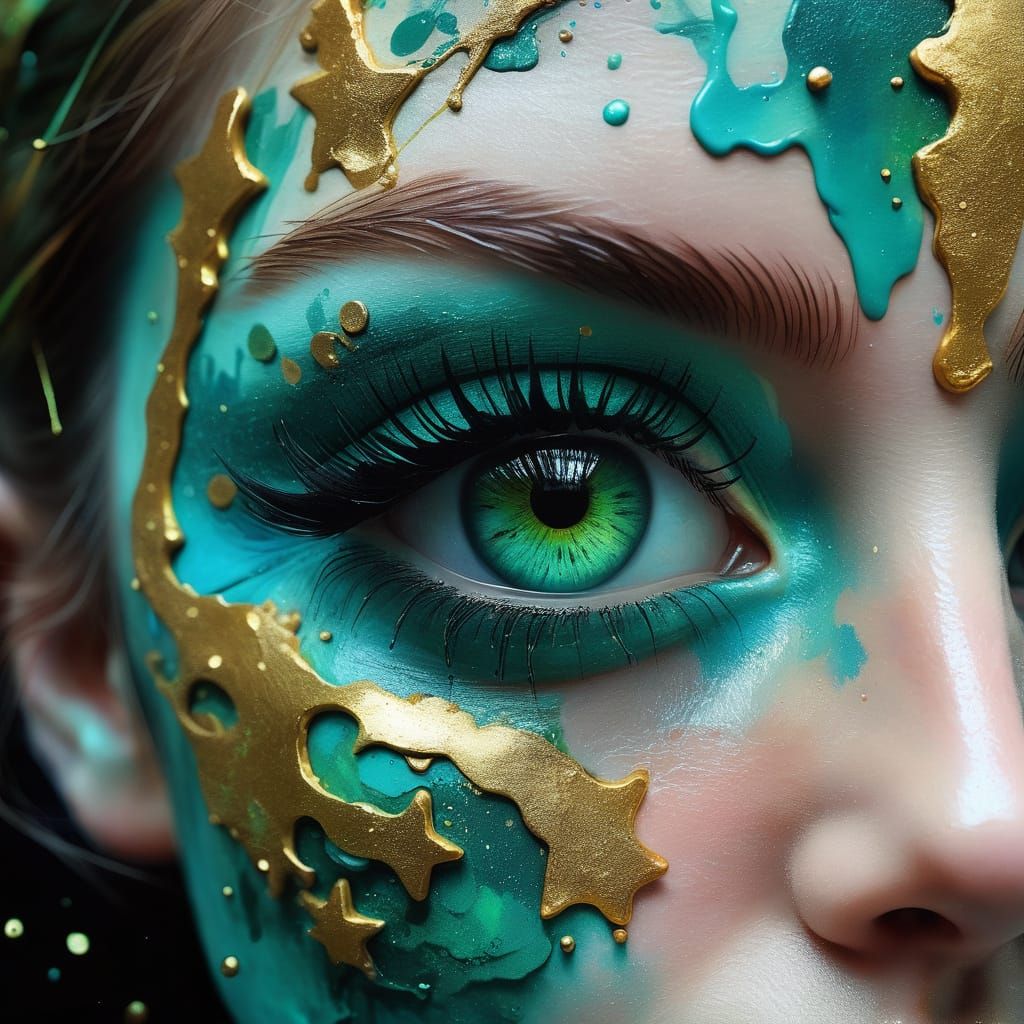 Surreal Fantasy Portrait in Vibrant Emerald Green