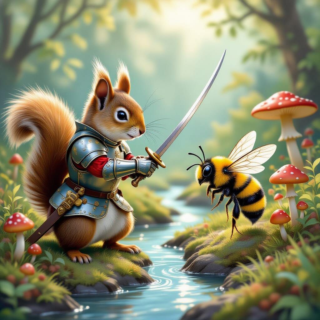 Squirrel and Bumblebee Fencing in Enchanted Grove