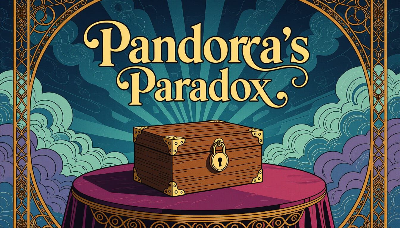 Pandora's Paradox: Art Deco Box in Surreal Setting