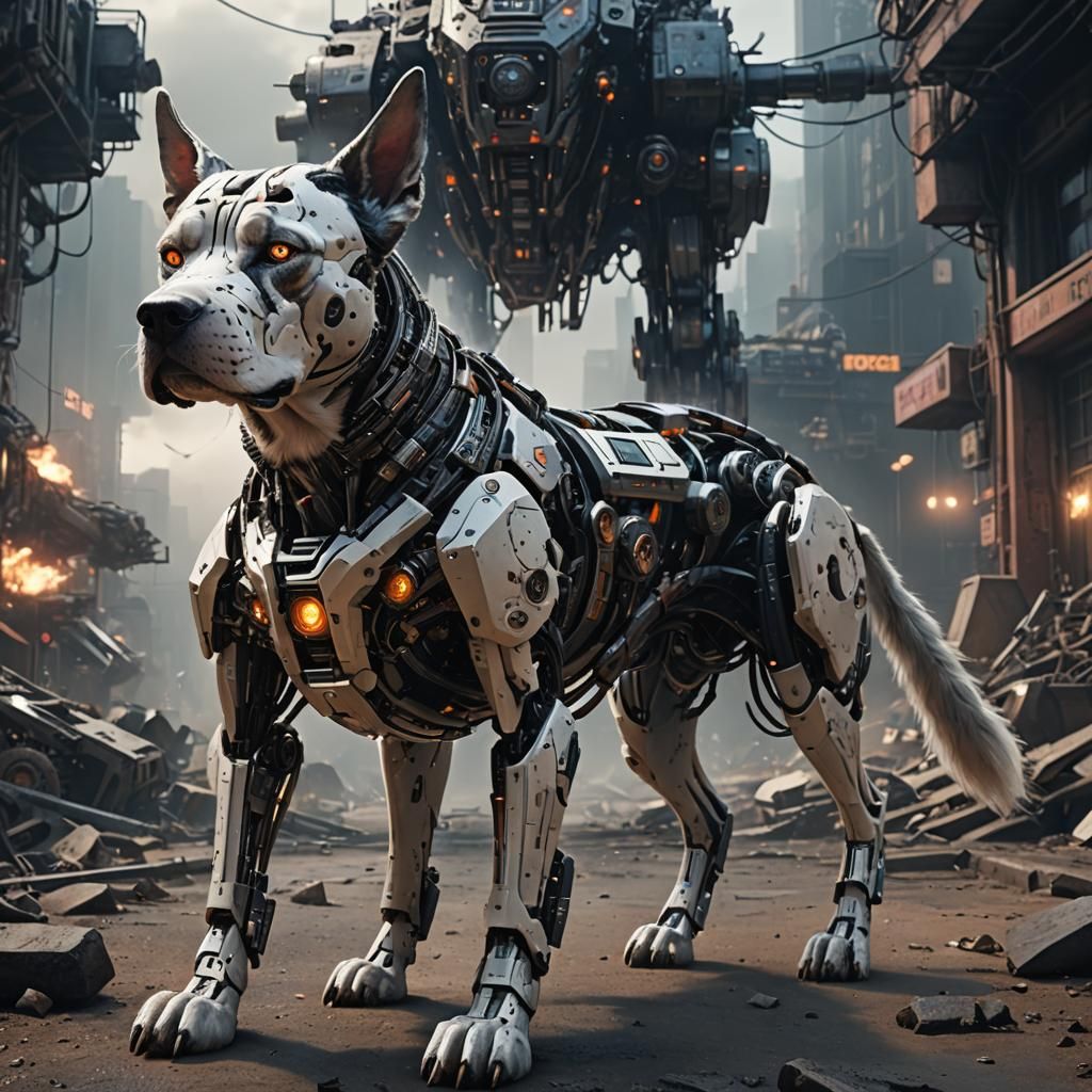 Epic Cyborg Dog Digital Matte Painting