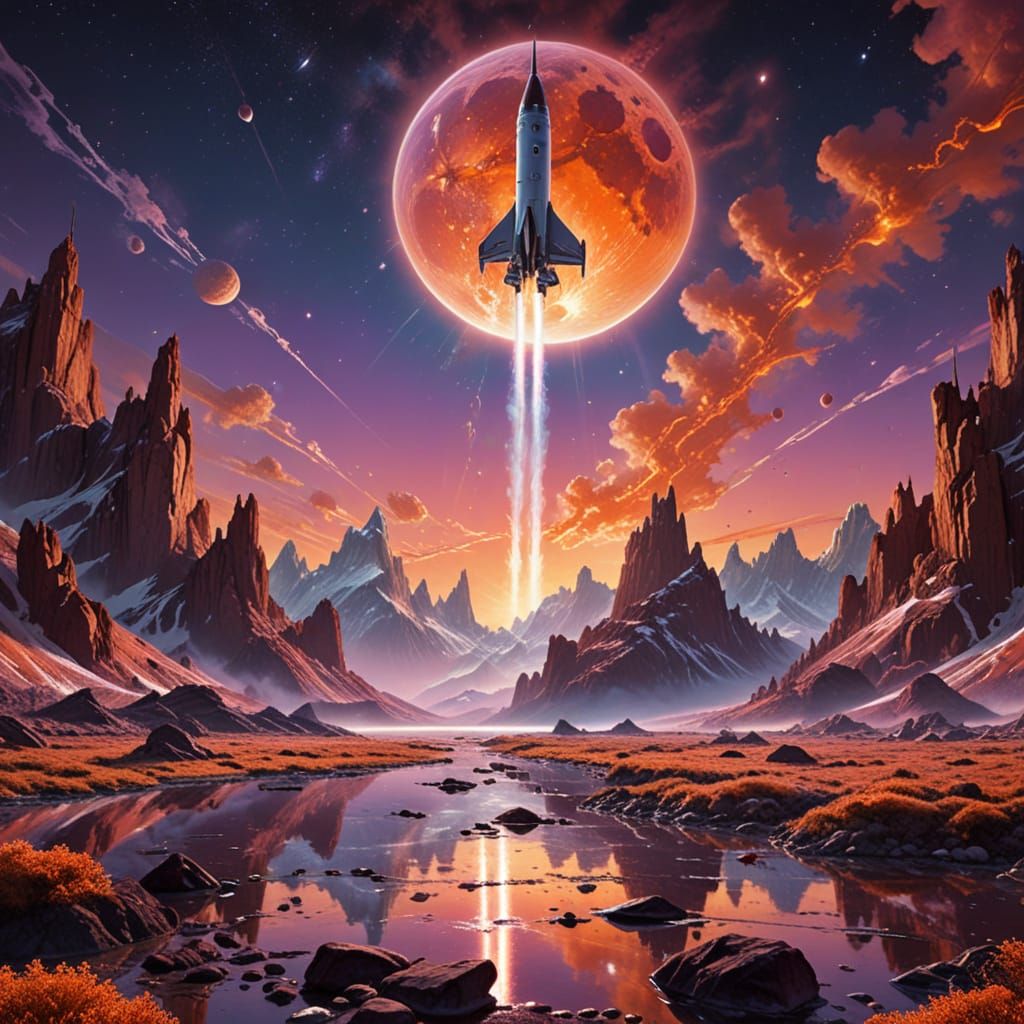 Atomic Rocket leaving the Planet