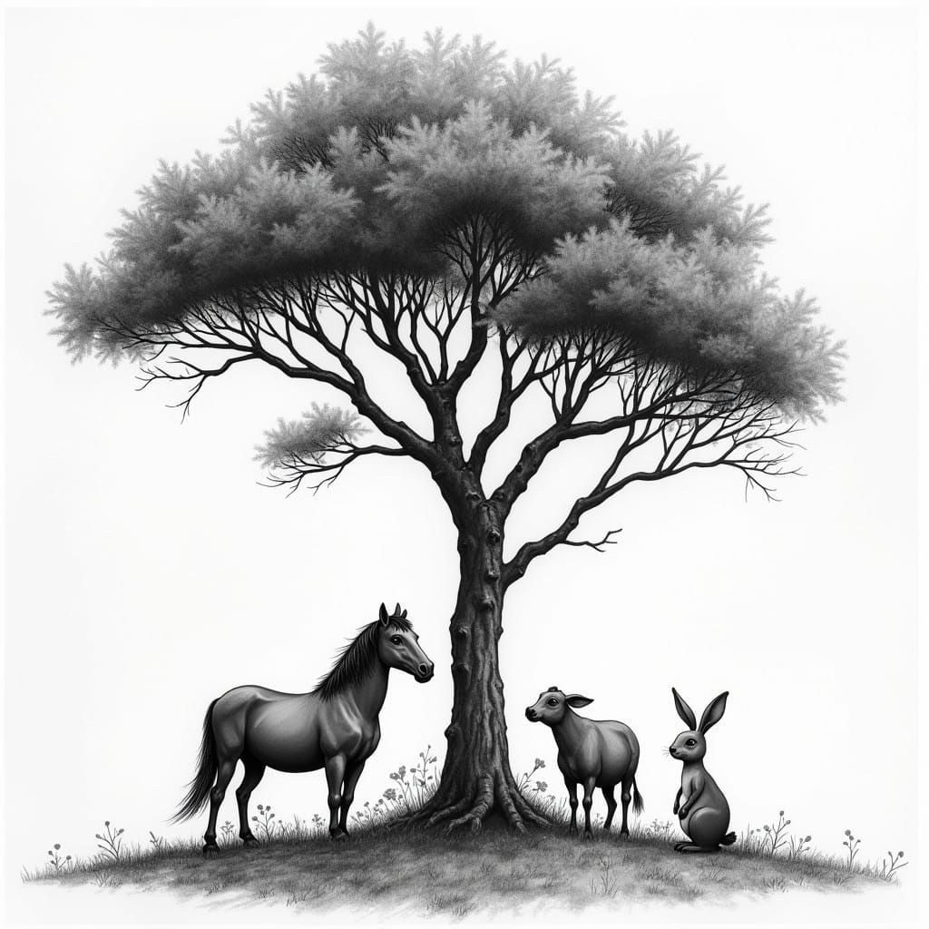 Majestic Mountain Tree Scene for Children's Coloring