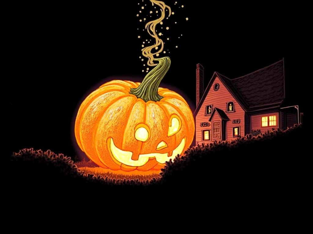 Great Pumpkin Lands Near a House