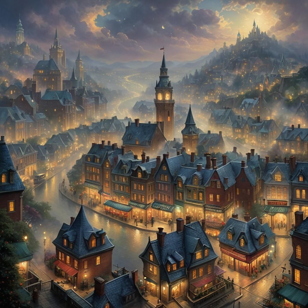 Hyperrealistic Big City Lights in Ethereal Mist