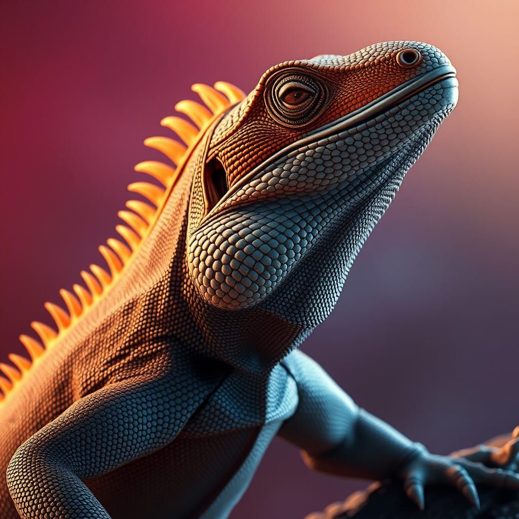 Hyper-Realistic Lizard in Vibrant Concept Art Style