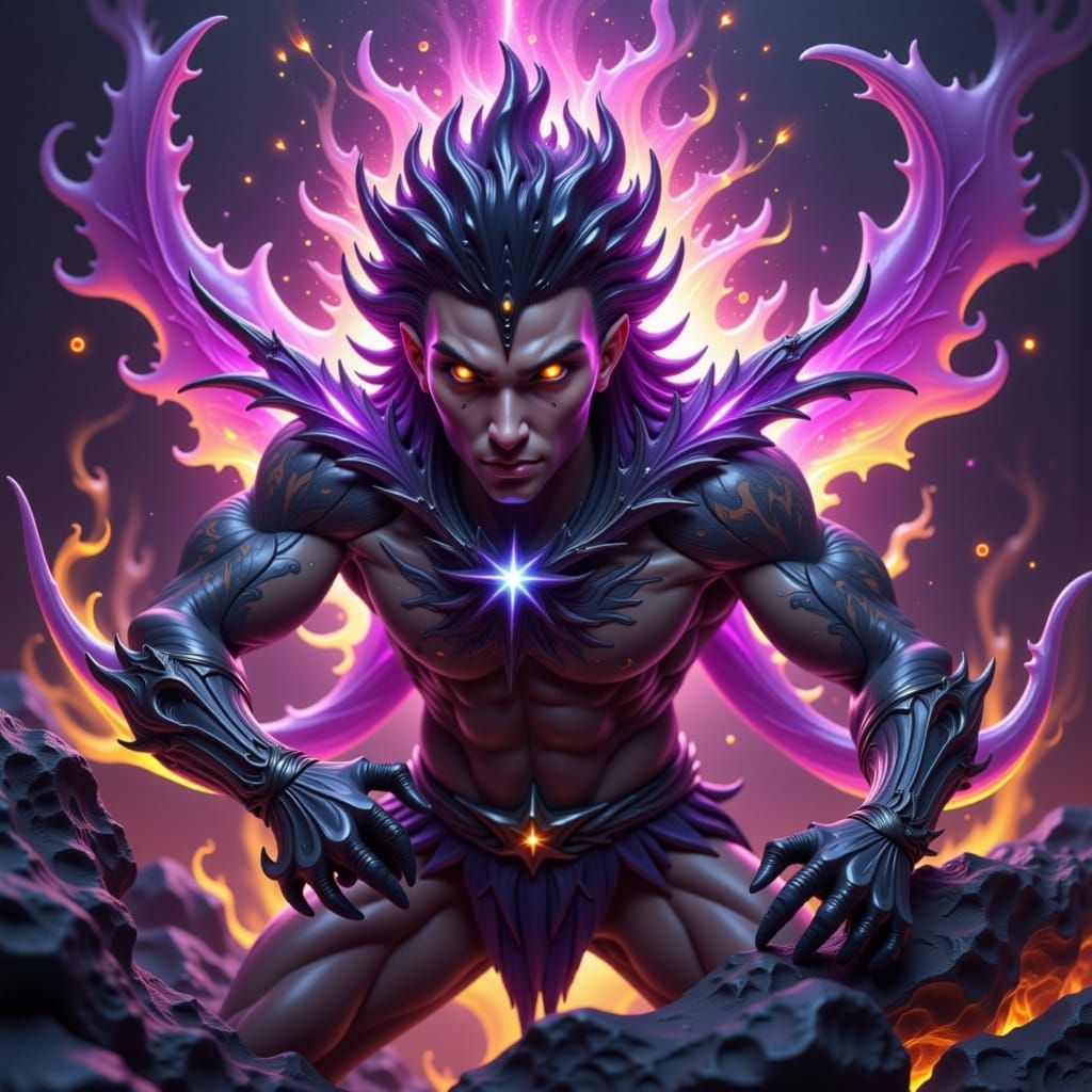 Fae Warrior in Battle Stance, Grim-Dark Fantasy