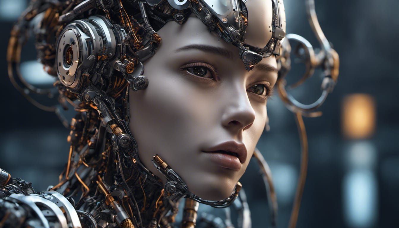 Hyperrealistic Female AI Robot in HDR
