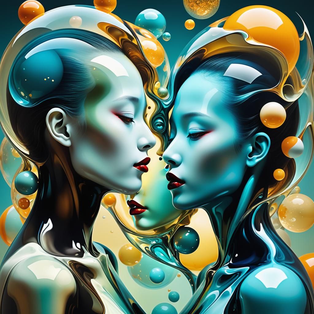 Surreal Two-Faced Creature in Digital Light