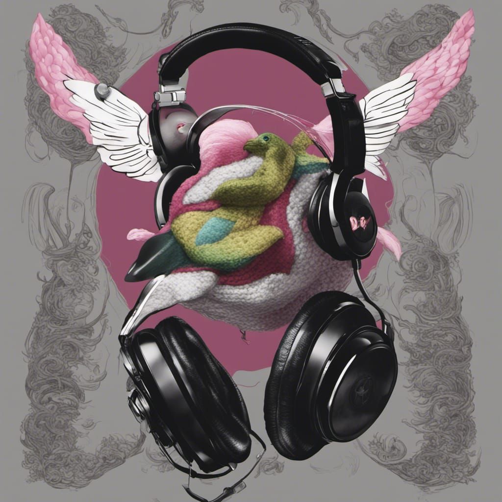 Dark Fantasy: Crocheted Bird and Mermaid in Flight