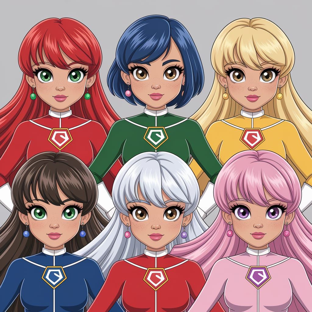 Hyperrealistic Super Sentai Heroic Team of Five Women