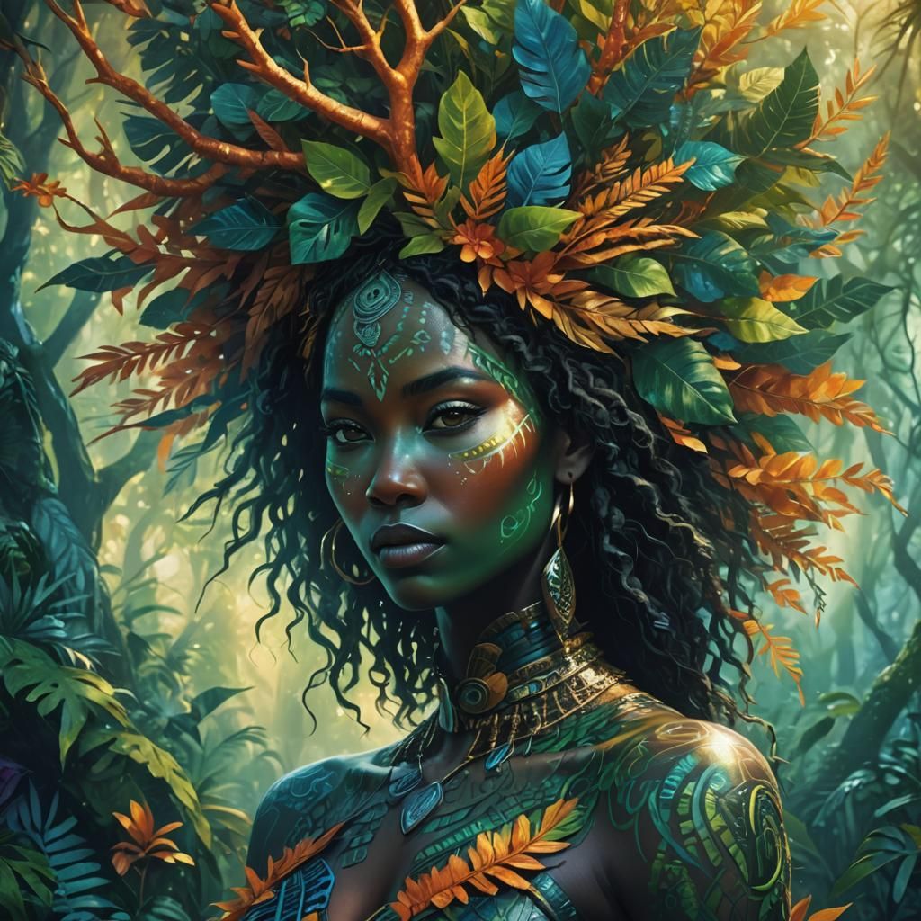 Tribal Fantasy Portrait in Digital Matte Painting