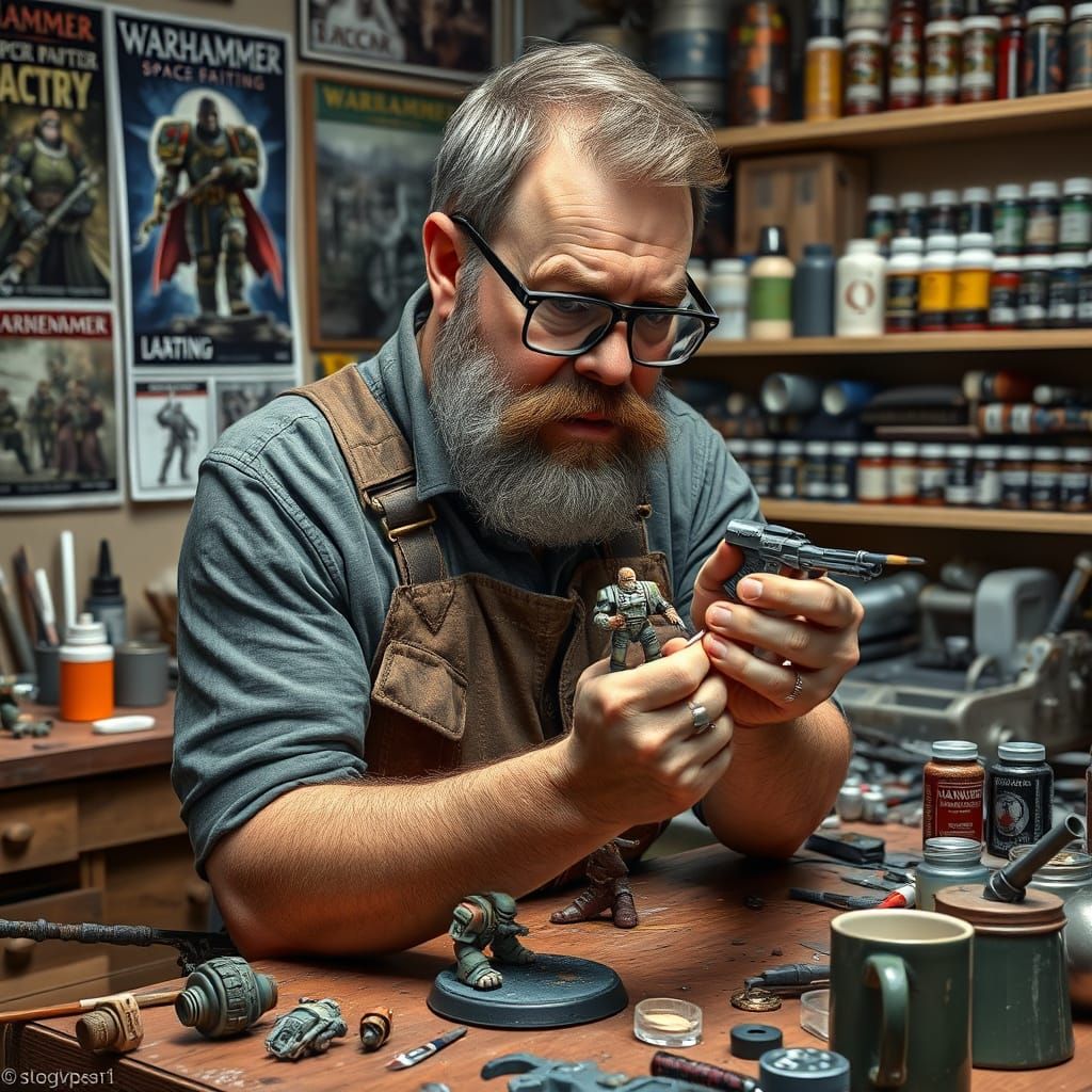 Photorealistic Miniature Painter Concentrating on Warhammer ...