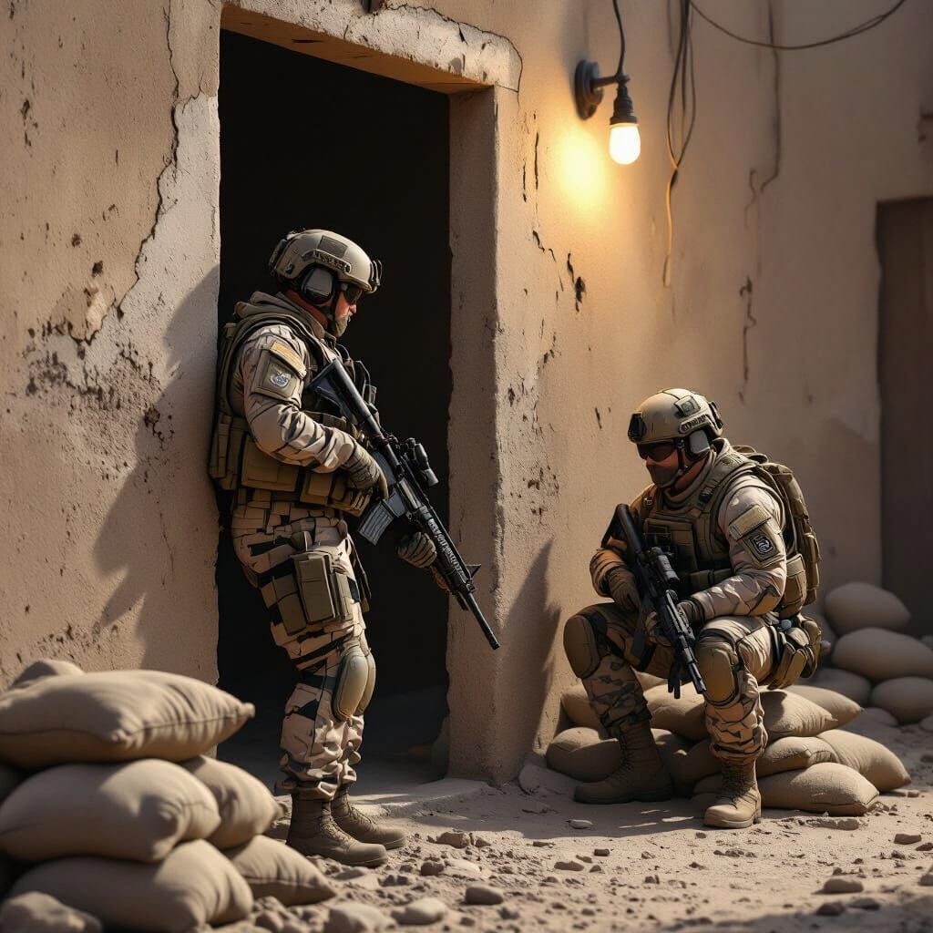 Photorealistic U.S. Soldiers in Urban Combat Environment
