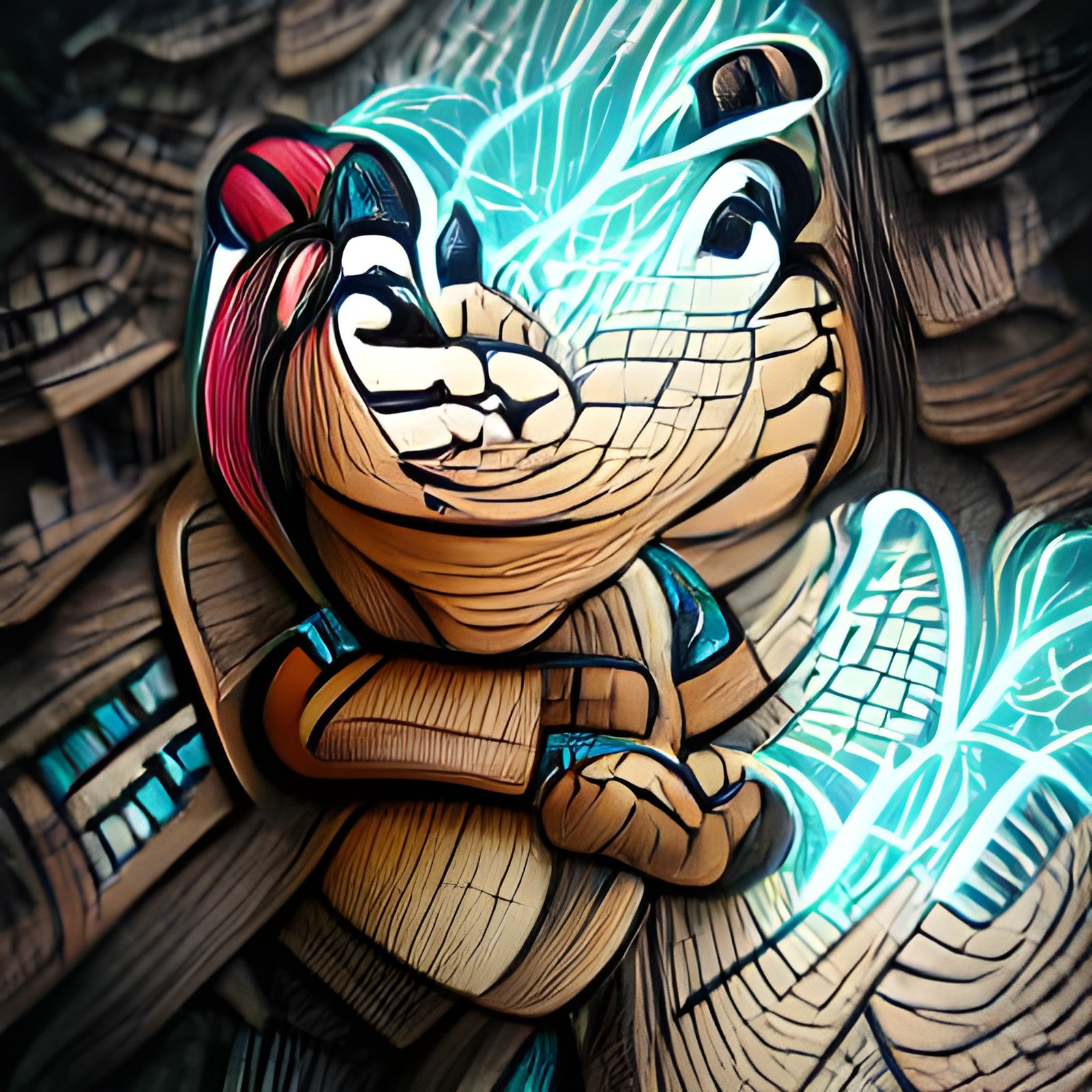 Chipmunk Doing Tai Chi: Cel-Shaded Ink Drawing