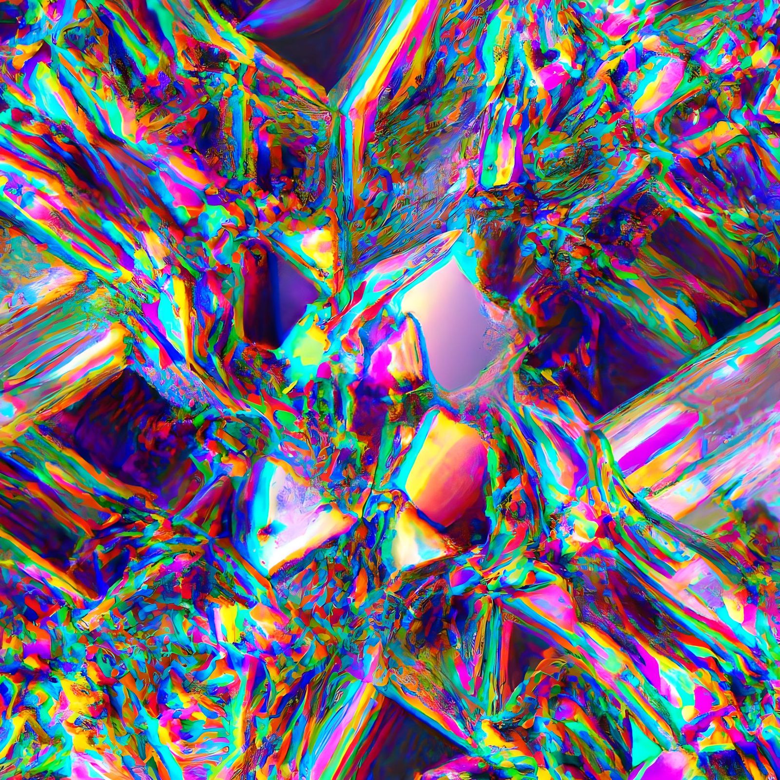 Psychedelic Bismuth Crystal Structure in Sci-Fi Style