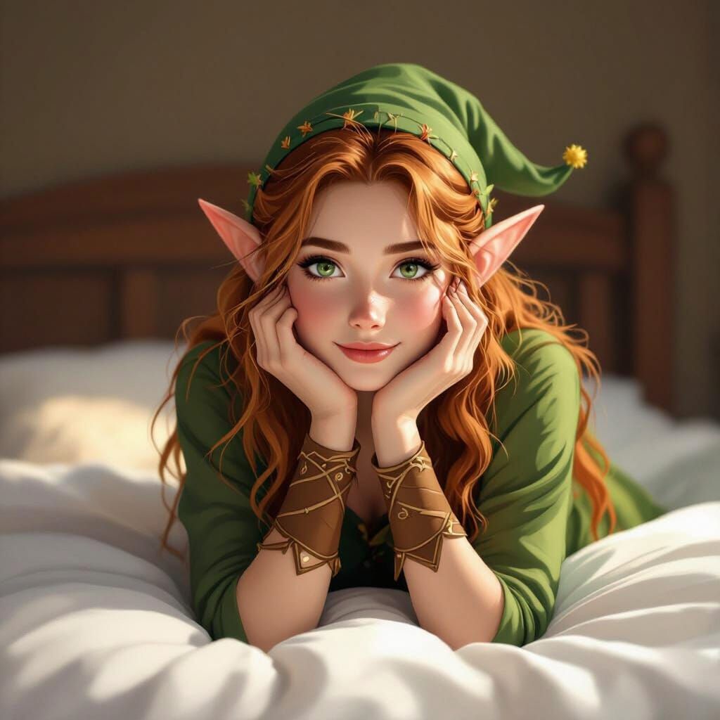 Female Elf Getting Ready for Bed