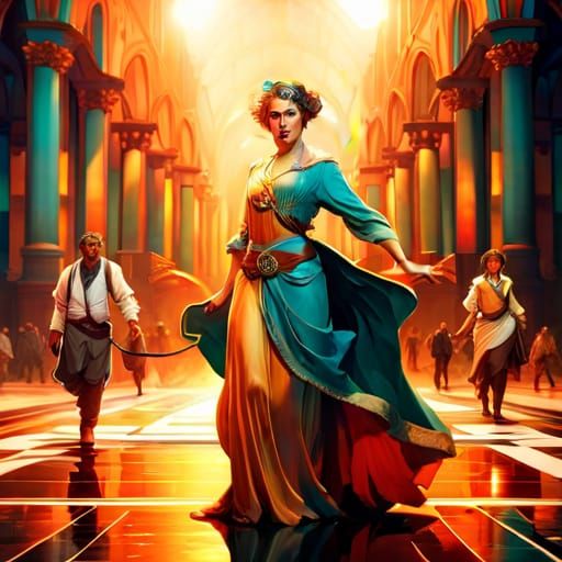 Fantasy Tribal Girl in Orange and Teal Lighting