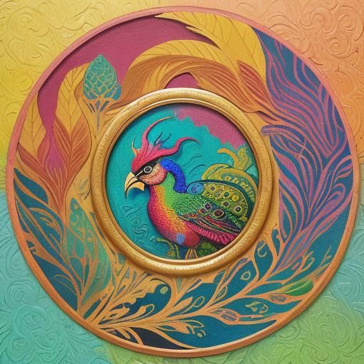 Fauvist Woman with Dragon and Peacock Features