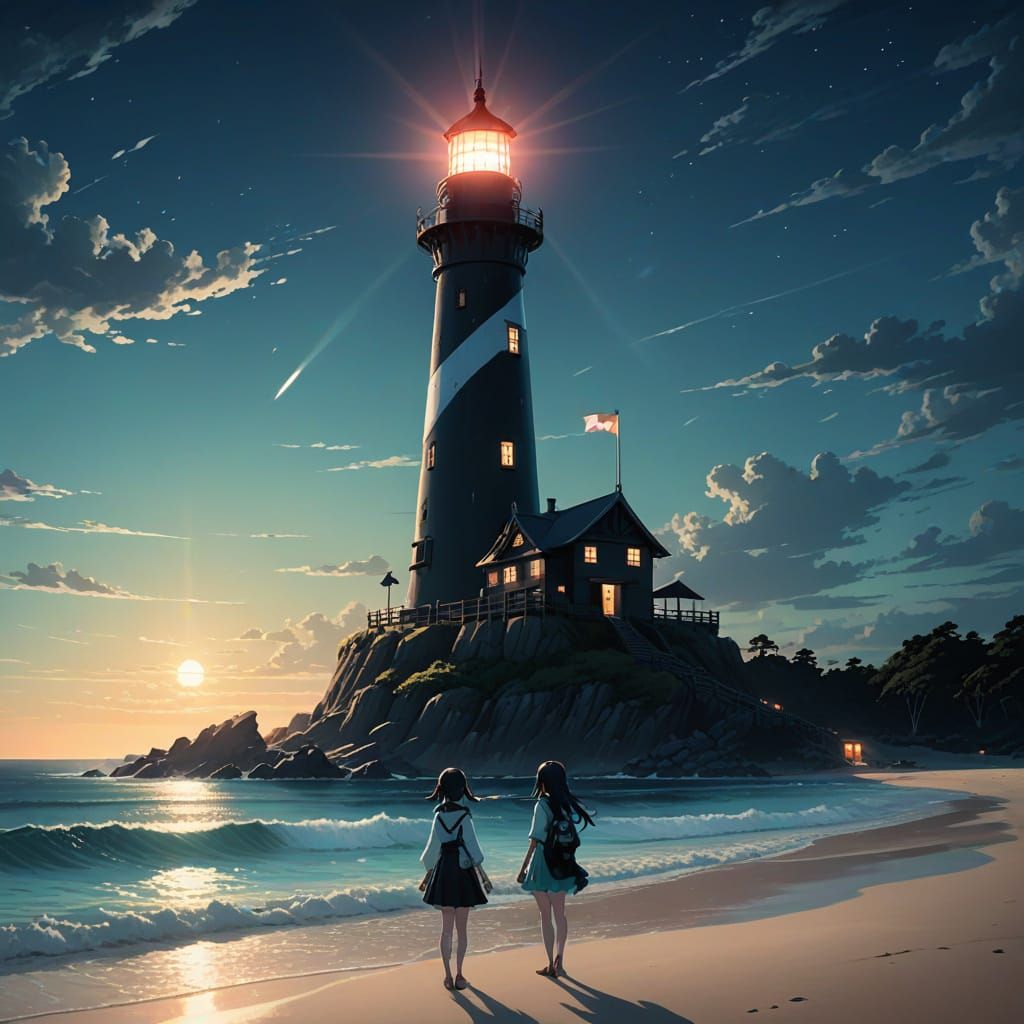 Lighthouse Illuminates Mysterious Sea Creature in Nighttime ...