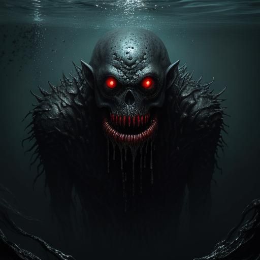 Lovecraftian Horror Creature Devouring Diver