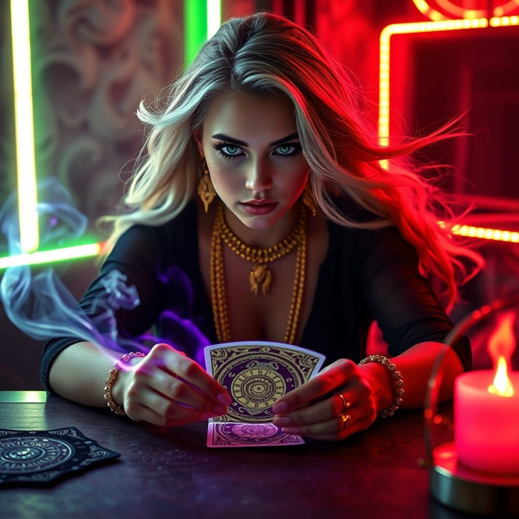 Mystic Fortune Teller in Neon Haze