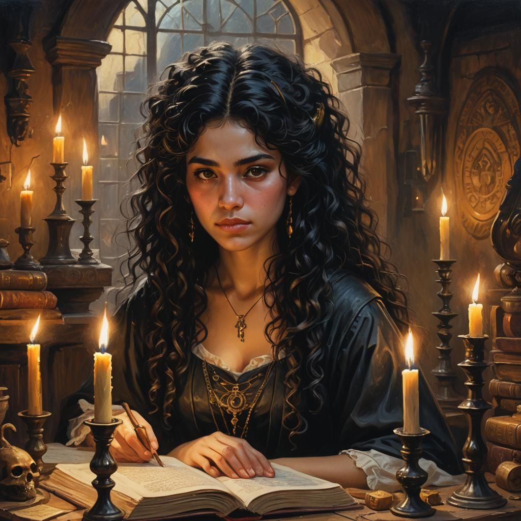 Mexican Witch Portrait in Vibrant Oil Painting Style