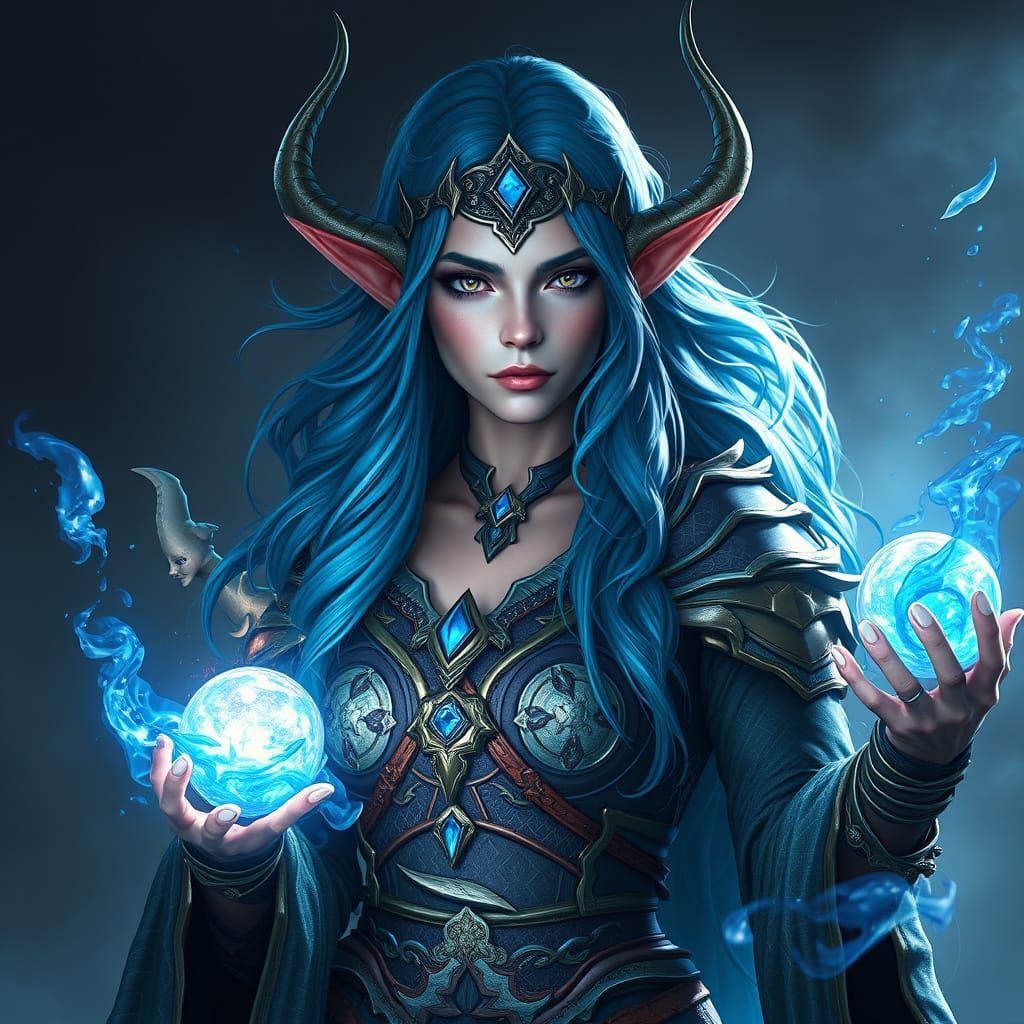 Ethereal Elven Sorceress in Deep Fantasy Realms