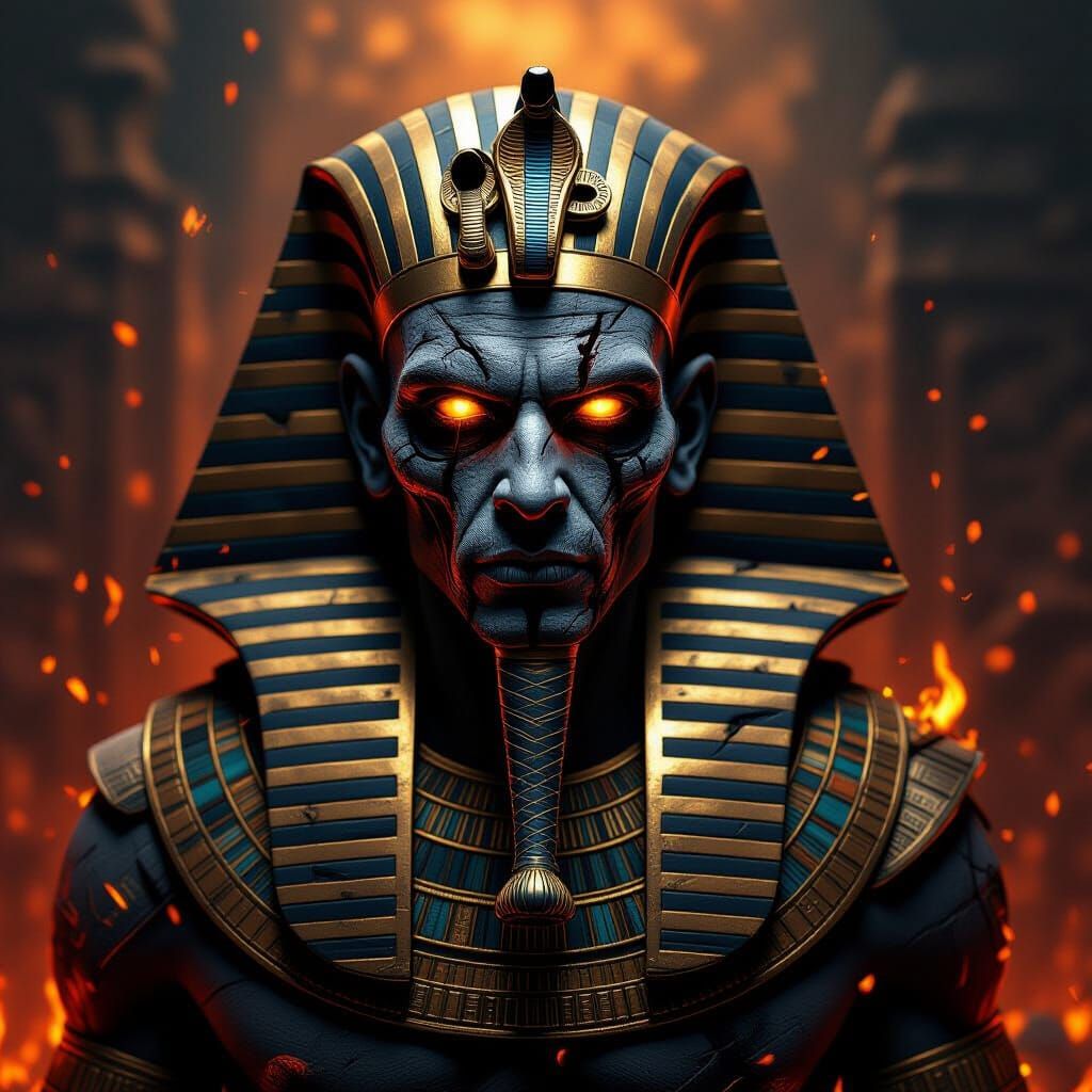 Demonic Pharaoh Portrait in Dark Fantasy Style