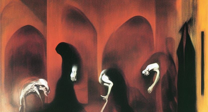 Disturbing Dark Ritual in Francis Bacon Style