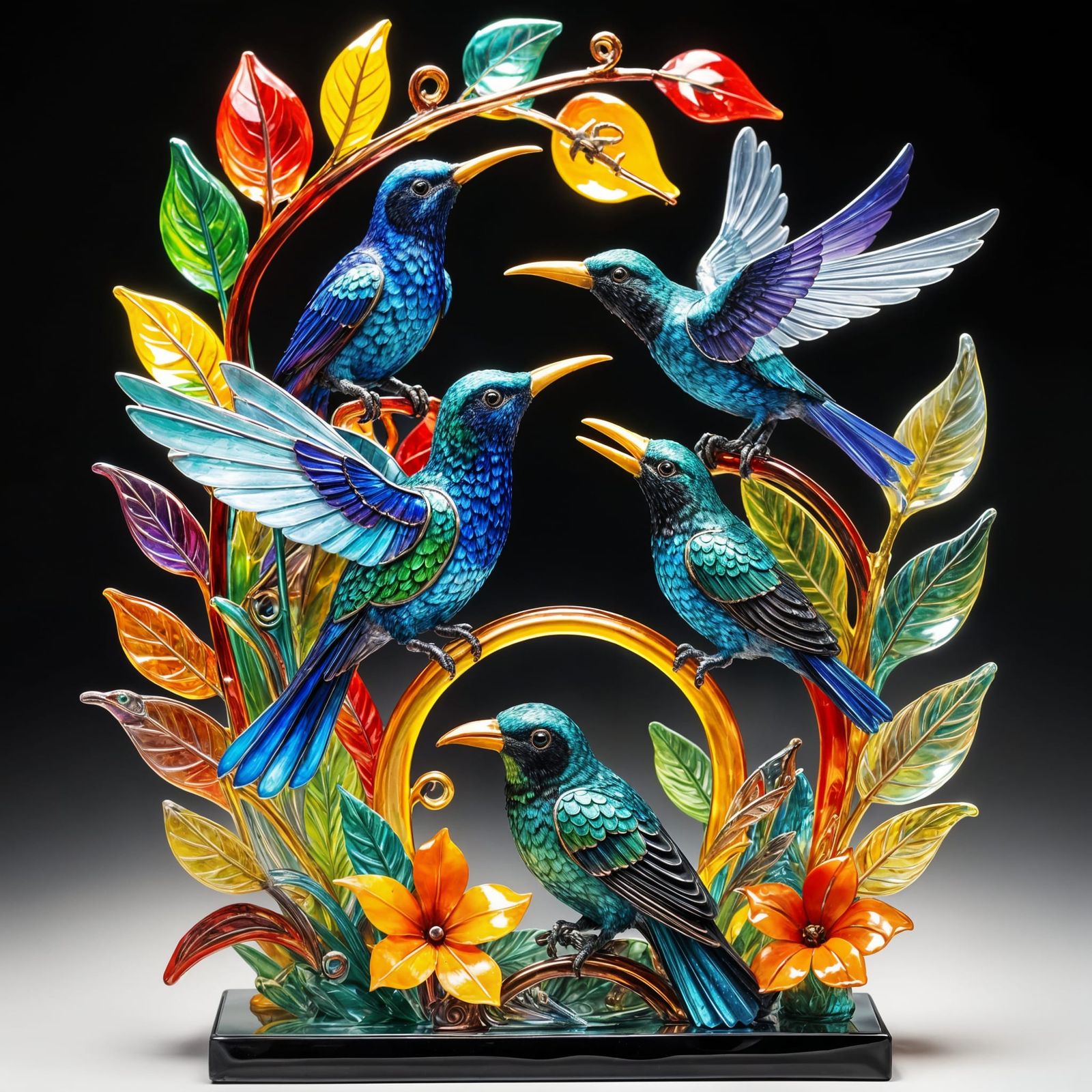 Glass Birds in Musician's Harmony