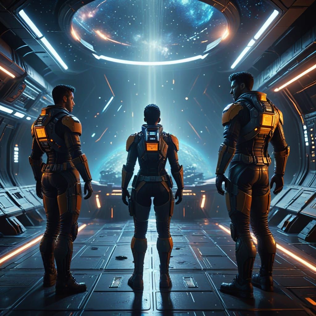 Nebula Voyage: Retro-Futuristic Starship Crew