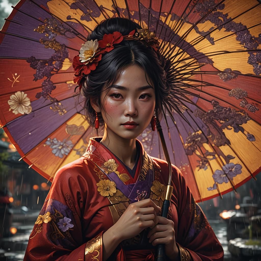 Dark Fantasy Portrait of Woman with Parasol