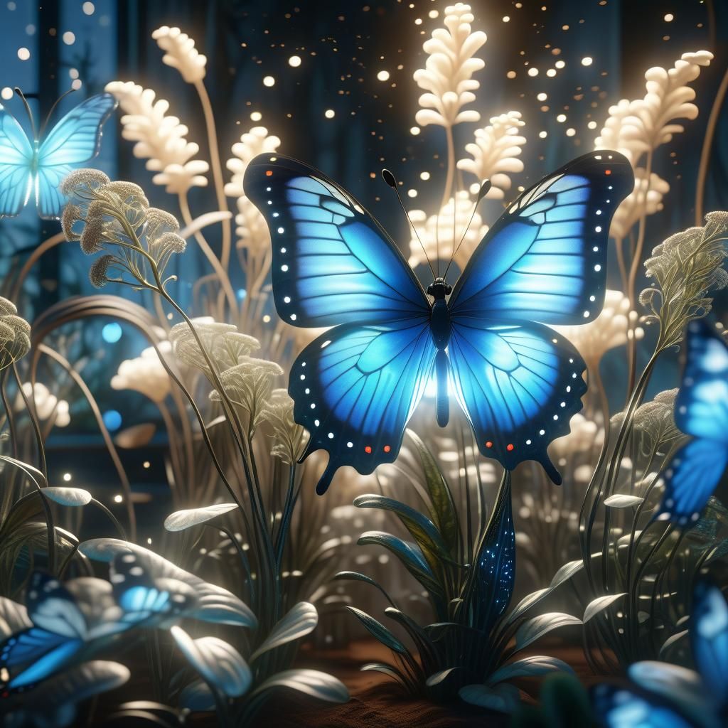 Bioluminescent Butterfly in Victorian Setting