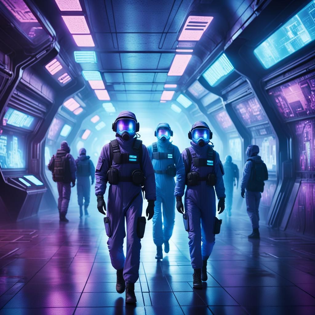 Futuristic Underground City with Neon Lights and Holograms