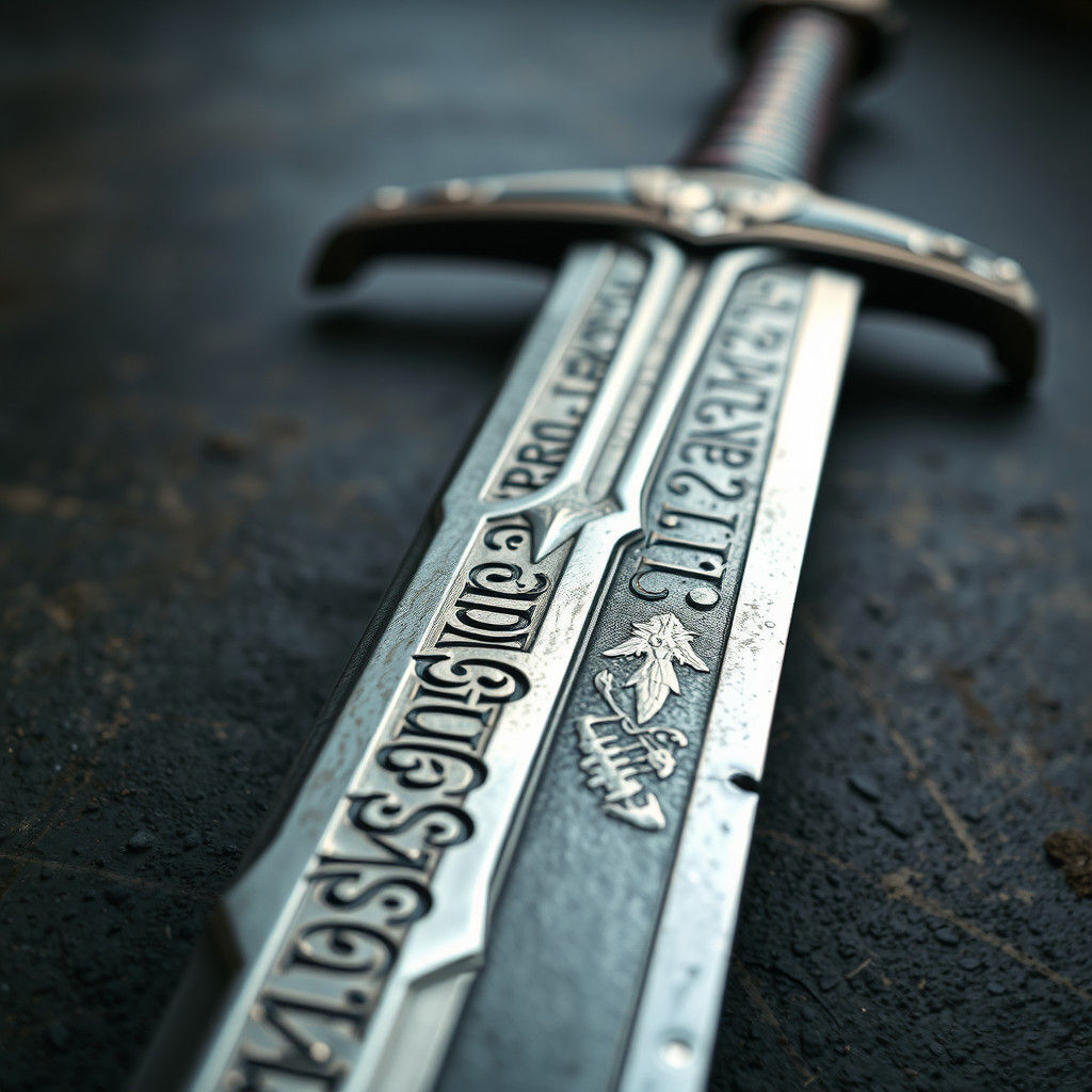Majestic Sword with Mystical Runes in Hyperrealism