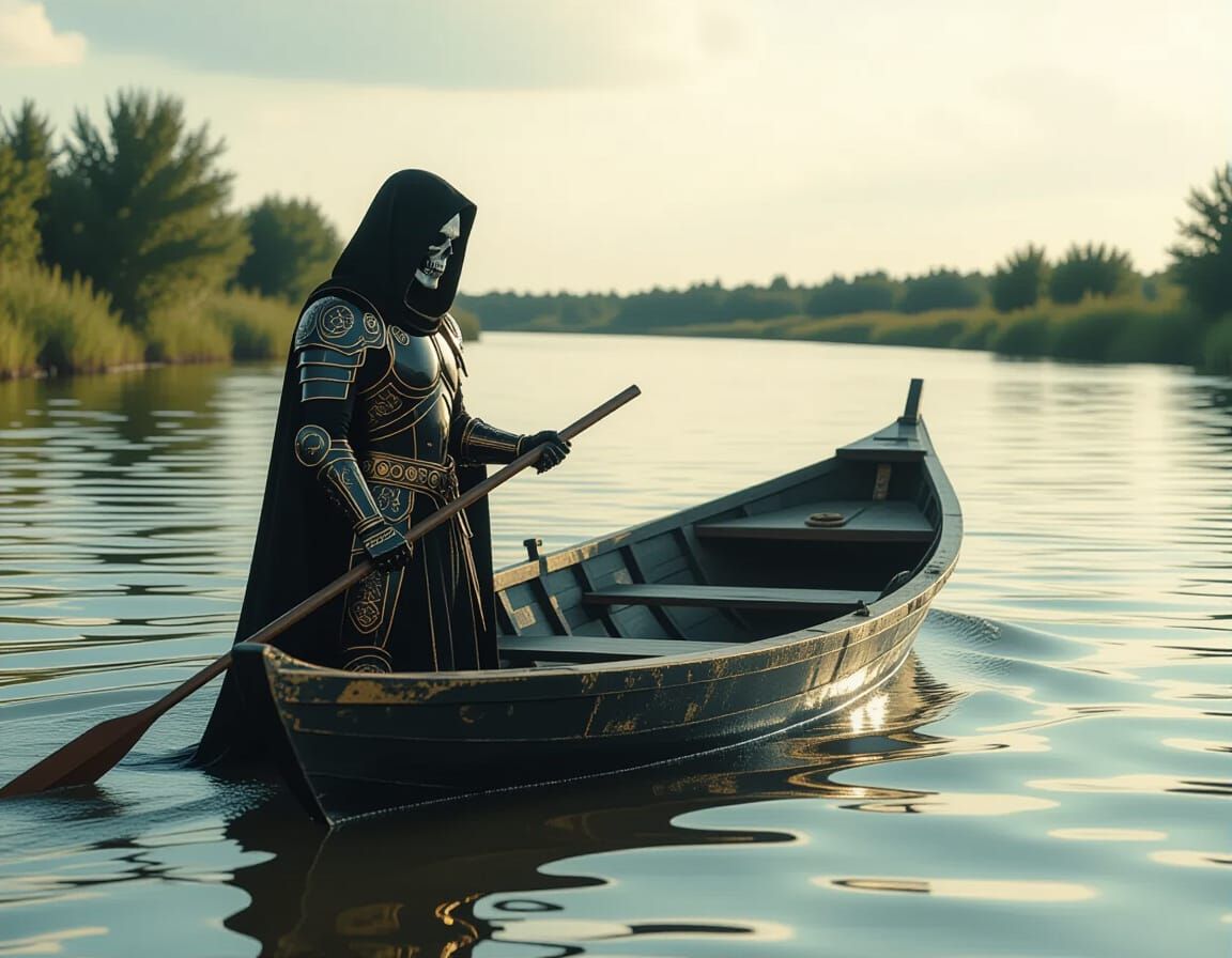 Cybernetic Grim Reaper on the River Styx