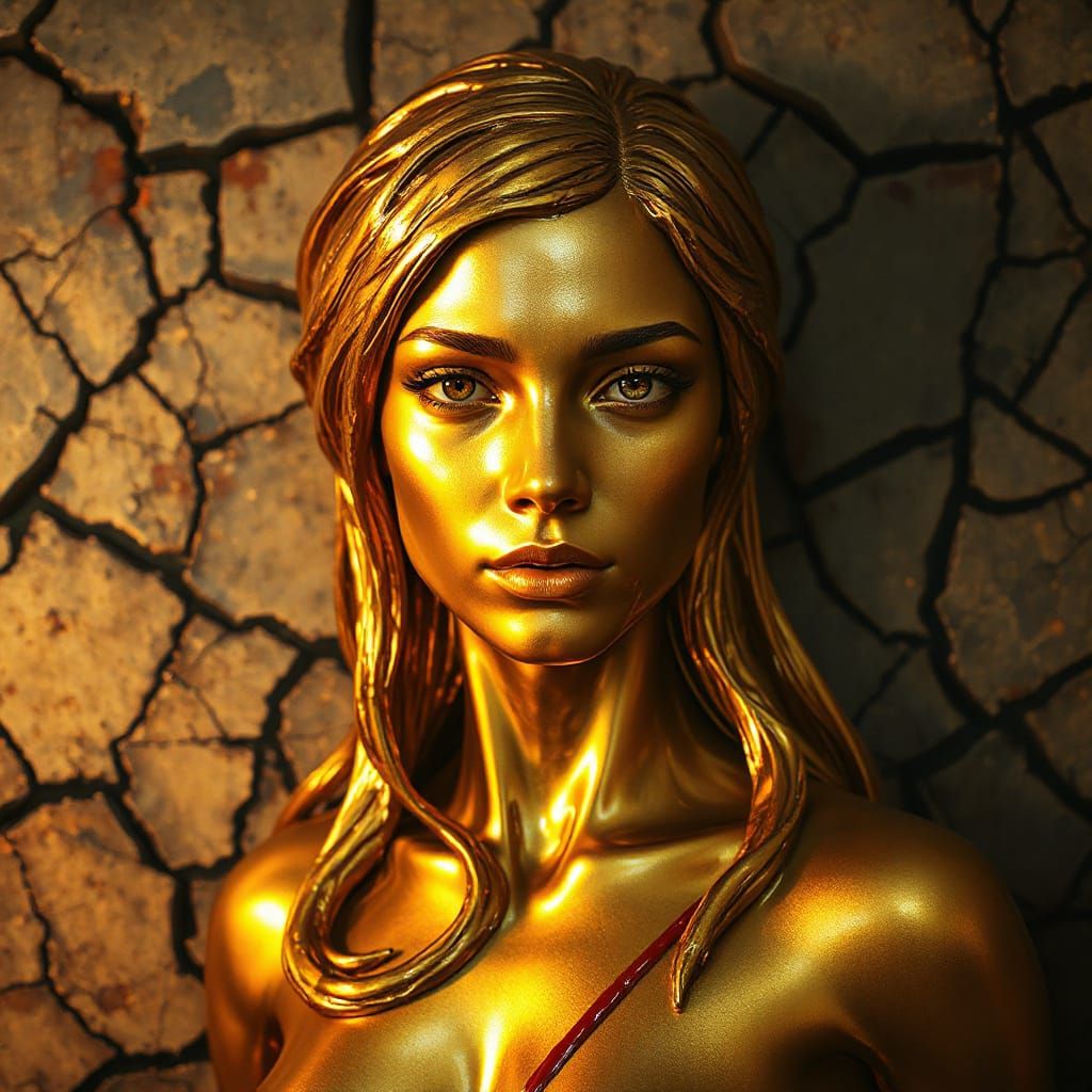 Liquid Gold Woman: A Surreal Portrait in Molten Metal