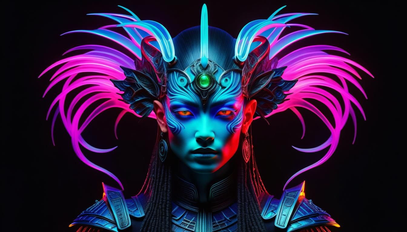 Neon Character in a Dark Fantasy Style