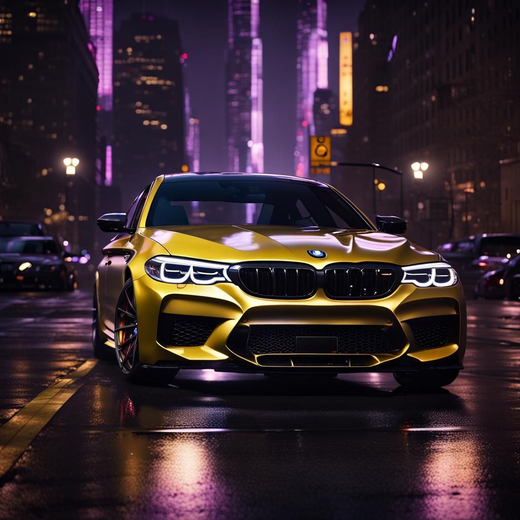 BMW M5 Competition at Night, Hyperdetailed Digital Art