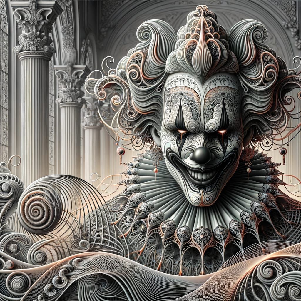 Dark Clown in Rococo Fractal Realm