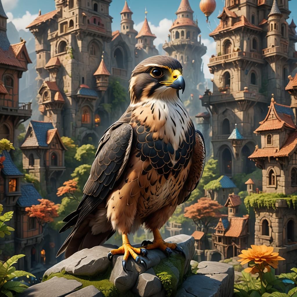 Adorable Falcon in Detailed Matte Painting