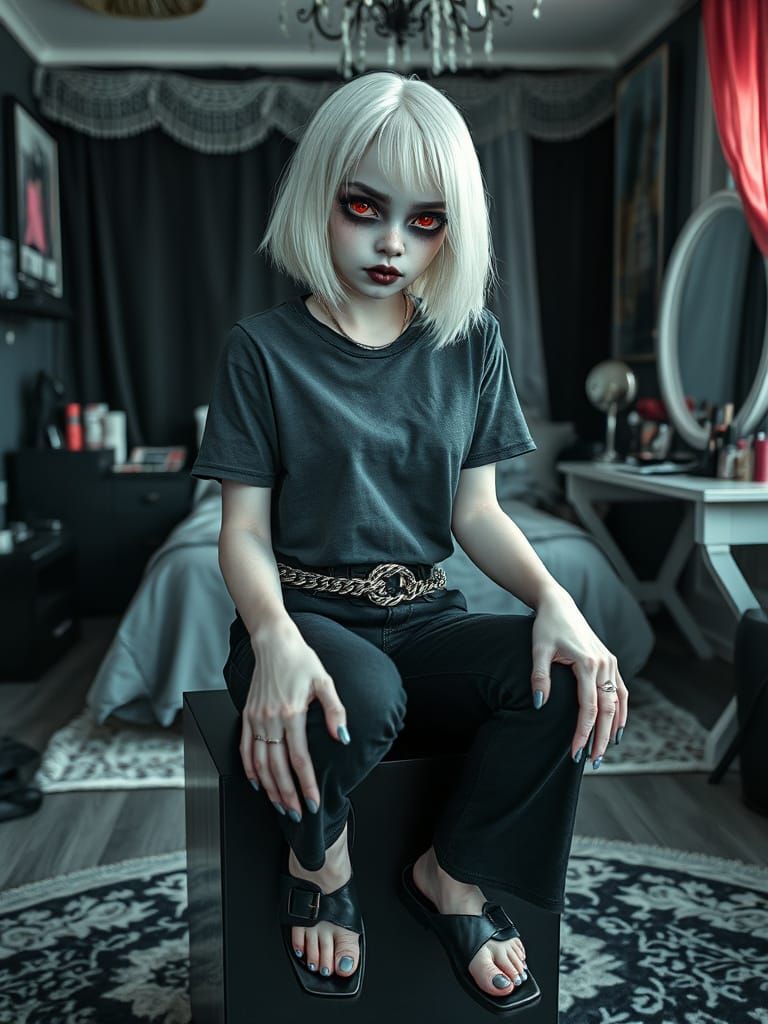 Goth Ghoul Vlogger in Cozy Room