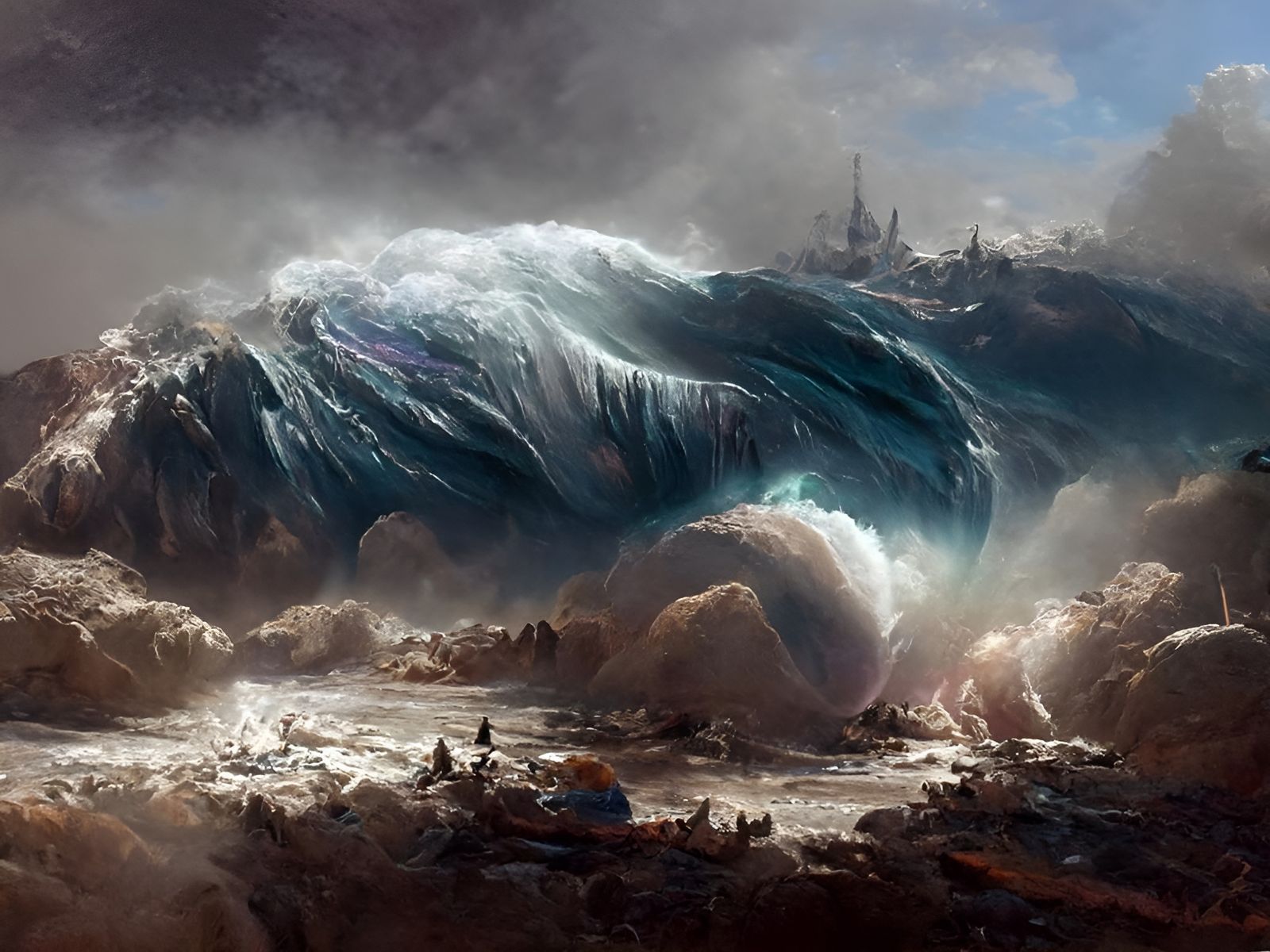 Colossal Tsunami Painting in 8k Resolution