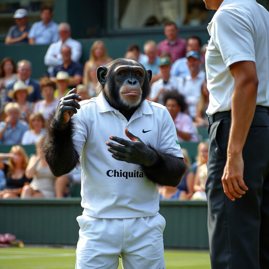 Chimpanzee Argues Call at Wimbledon, Sharp Focus