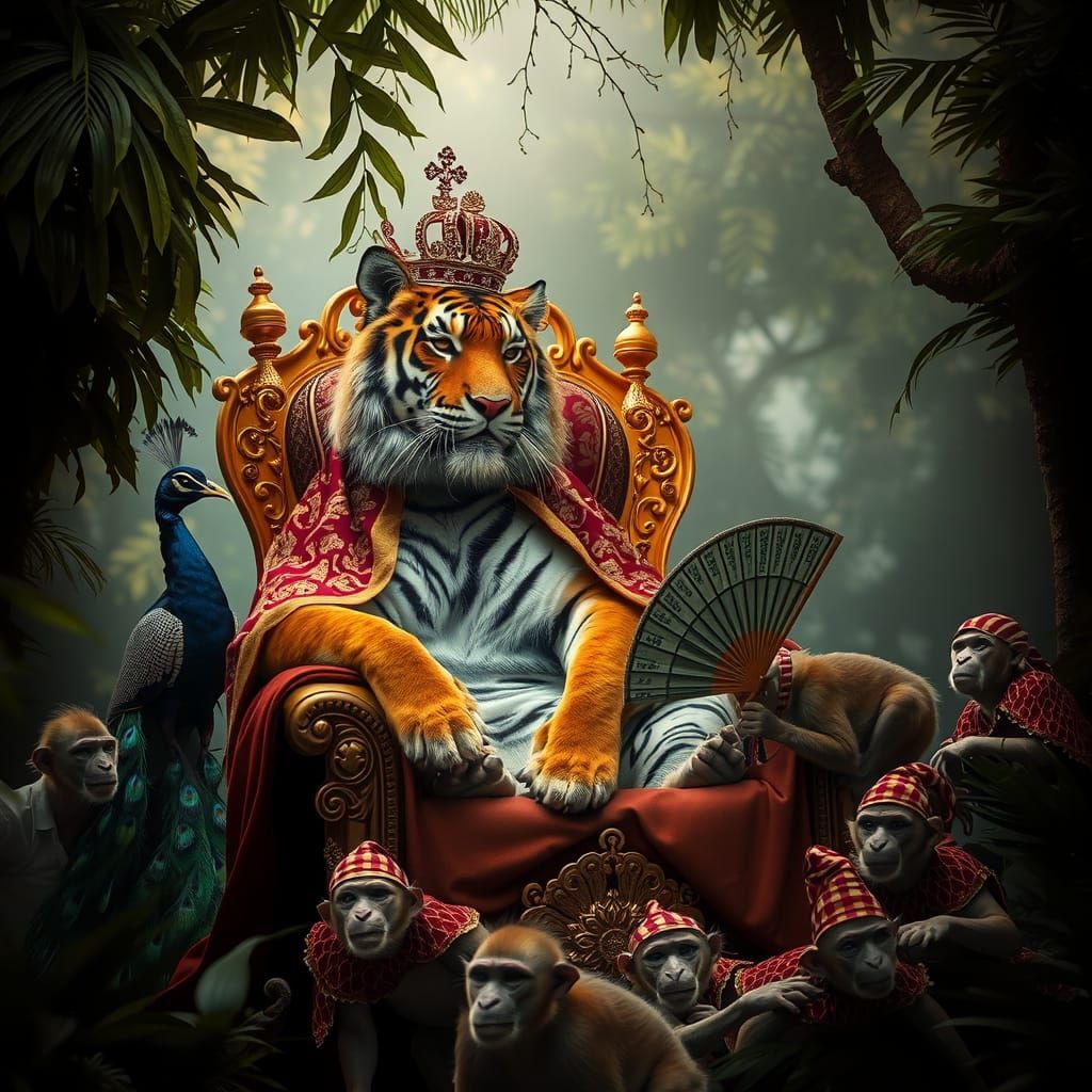 Royal Bengal Tiger King on Jungle Throne