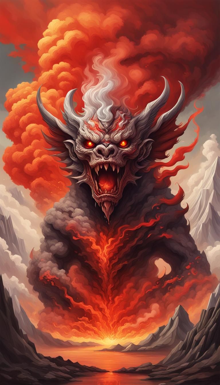 Volcanic Demon Cloud in Starry Sky