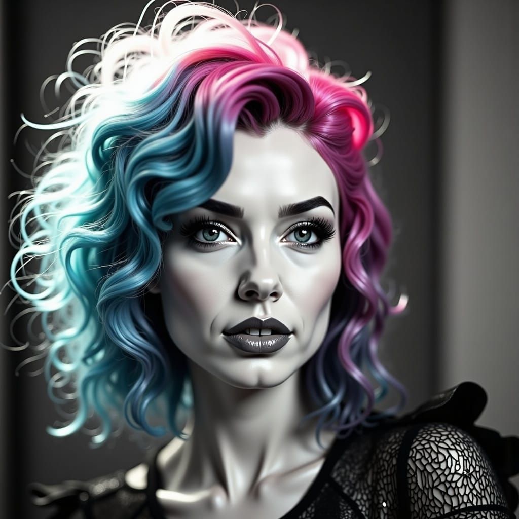 Steampunk Pop Art Portrait in Black and White